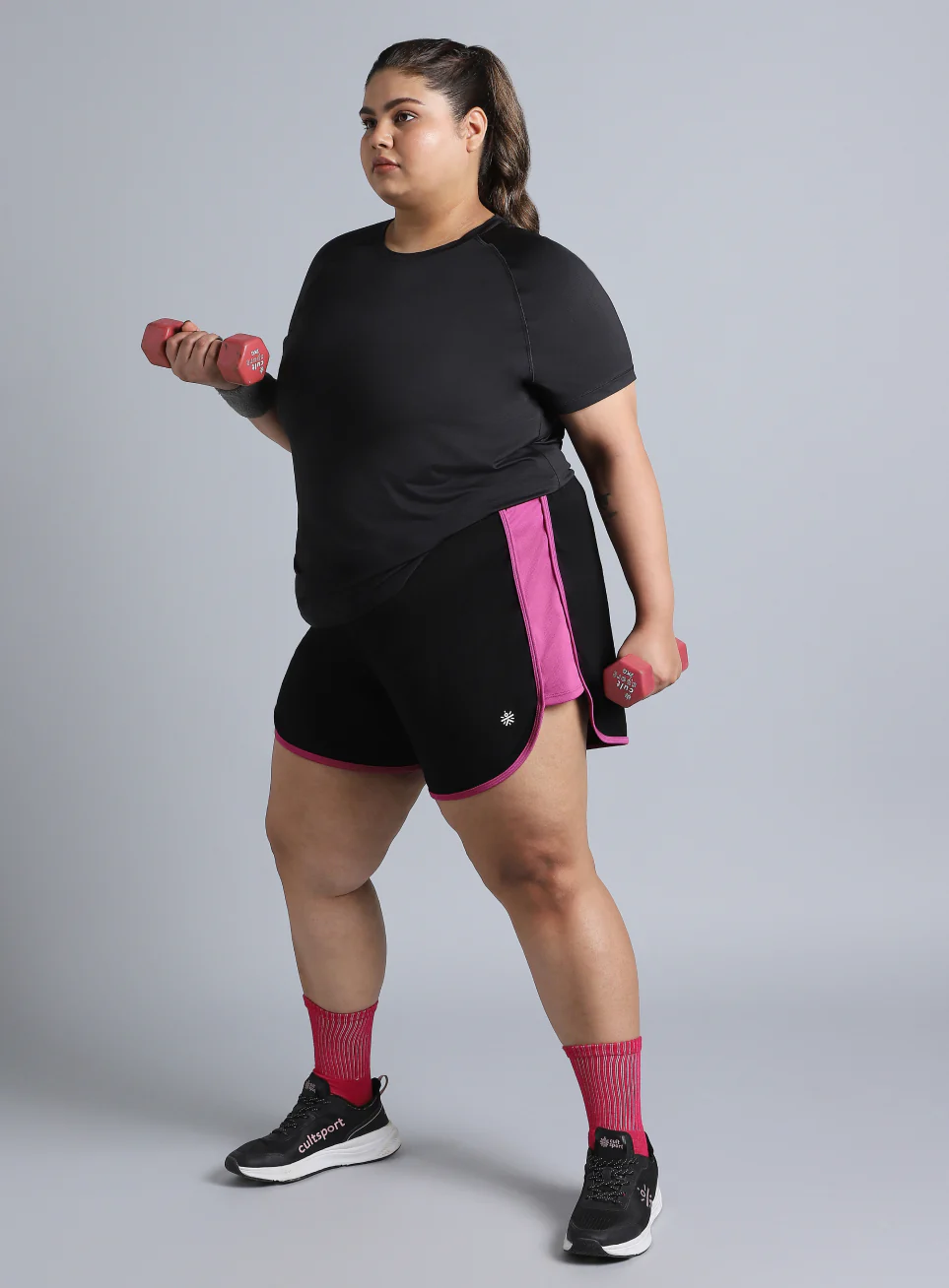 Women's Black Power Active Plus Size Shorts - Image 3