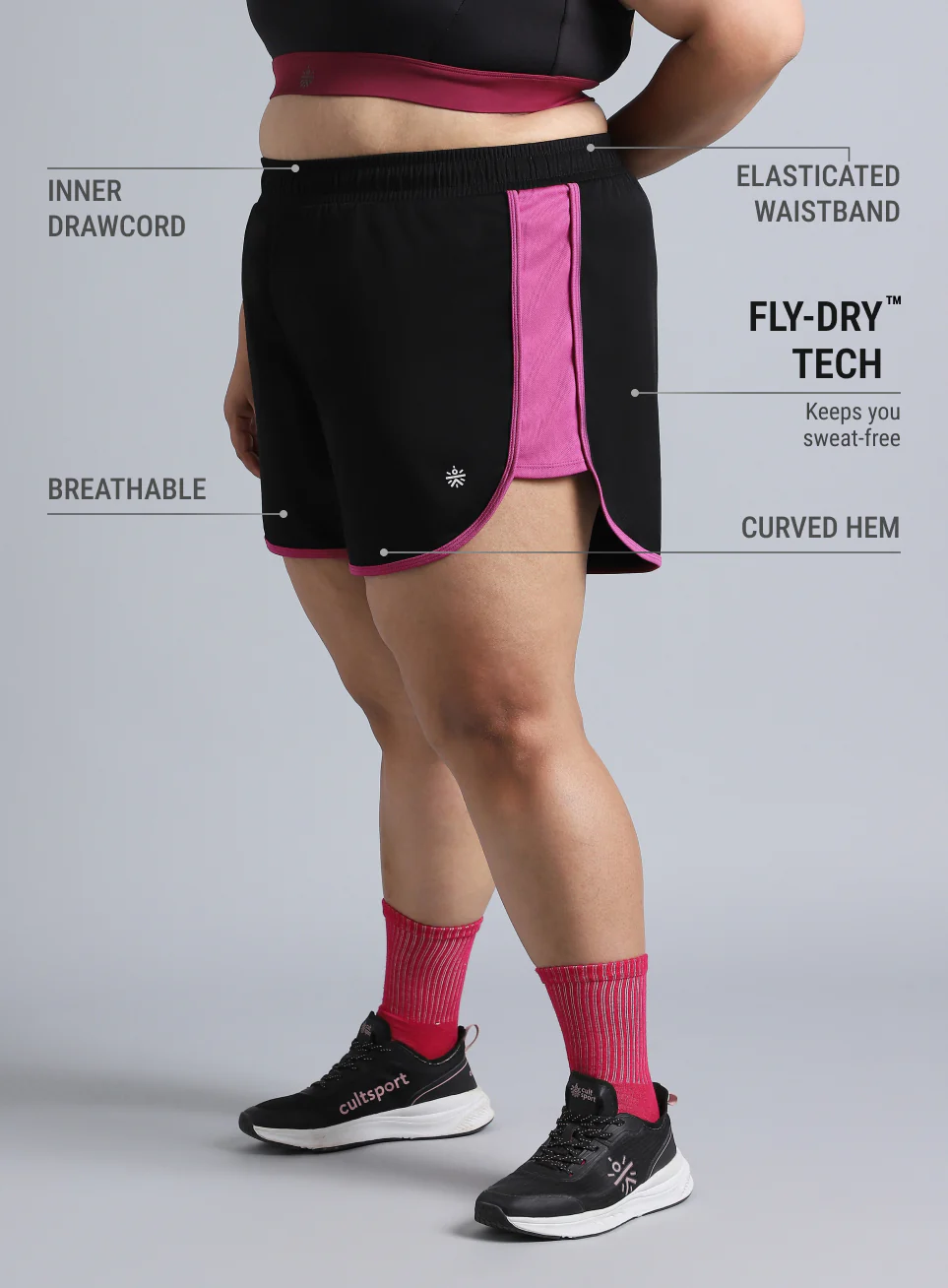 Women's Black Power Active Plus Size Shorts - Image 5