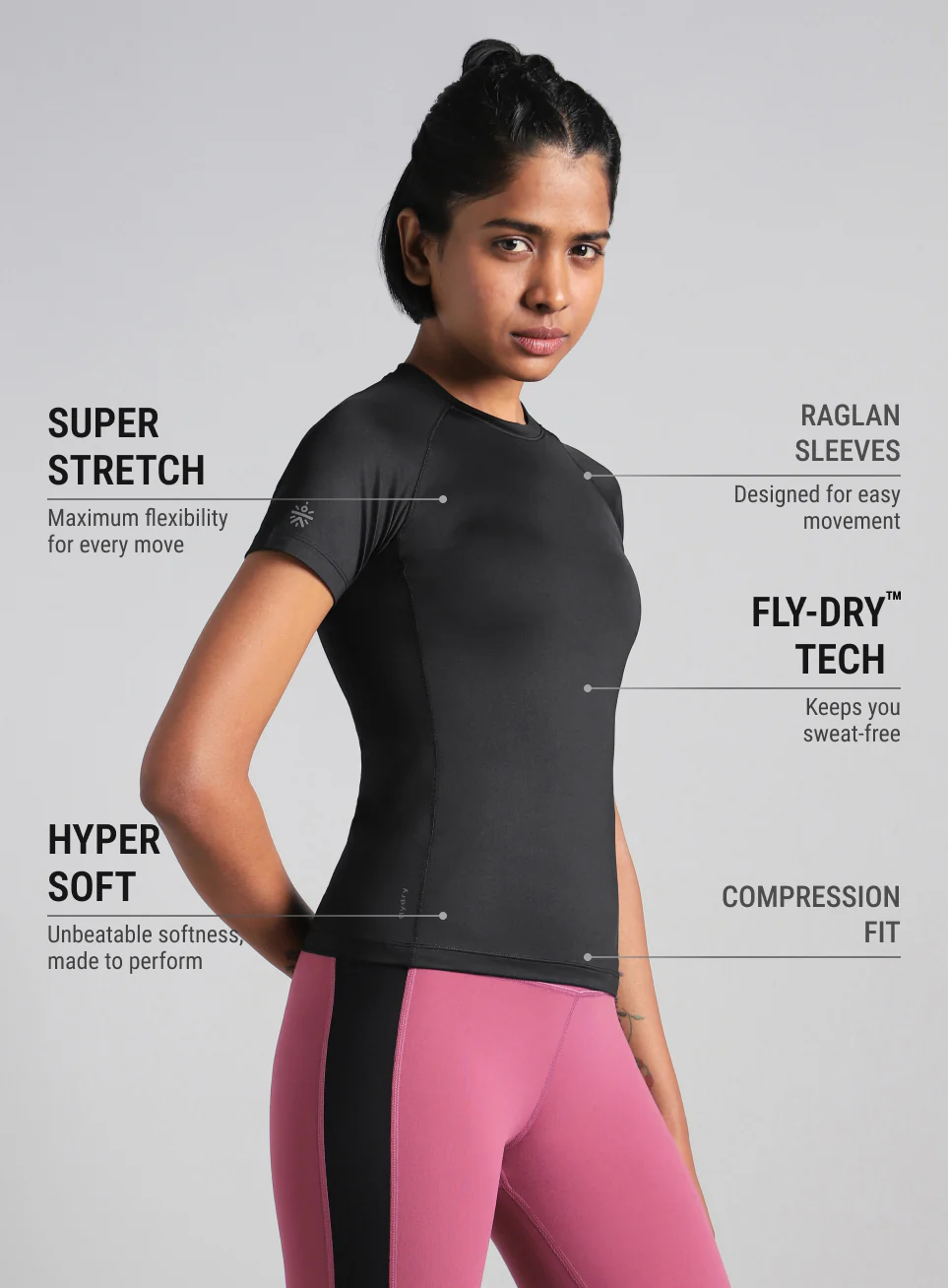 Women's Black Power Compression T-shirt - Image 5
