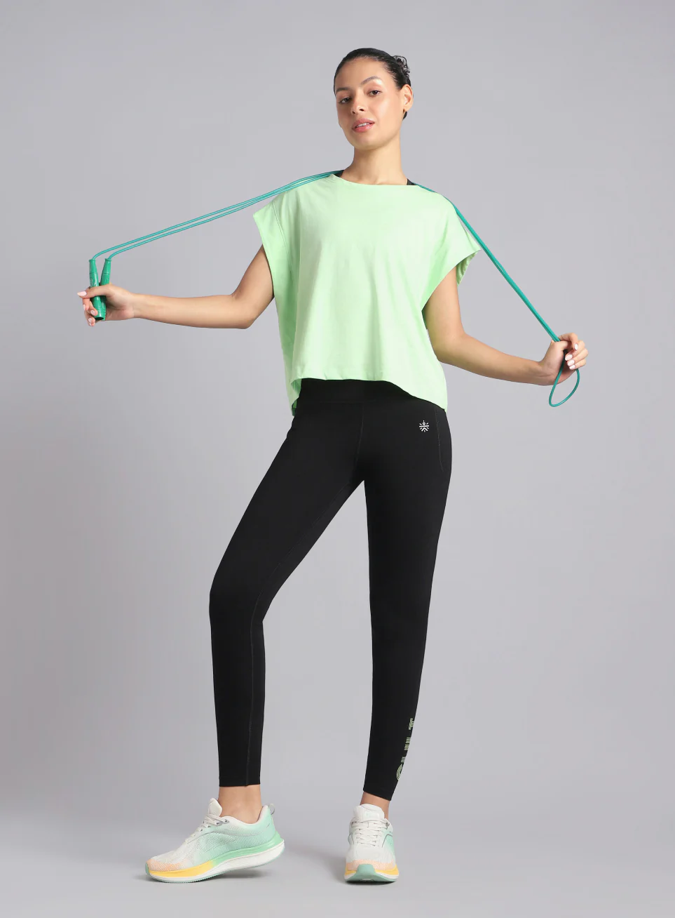 Women's Black Premium Cotton Training Tights - Image 2