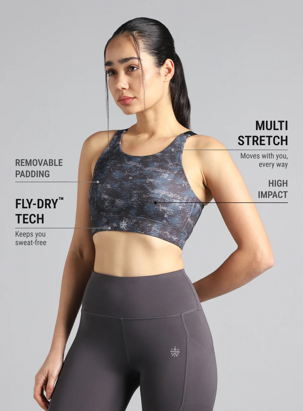 Women's Black Printed High Impact Training Bra - Image 5