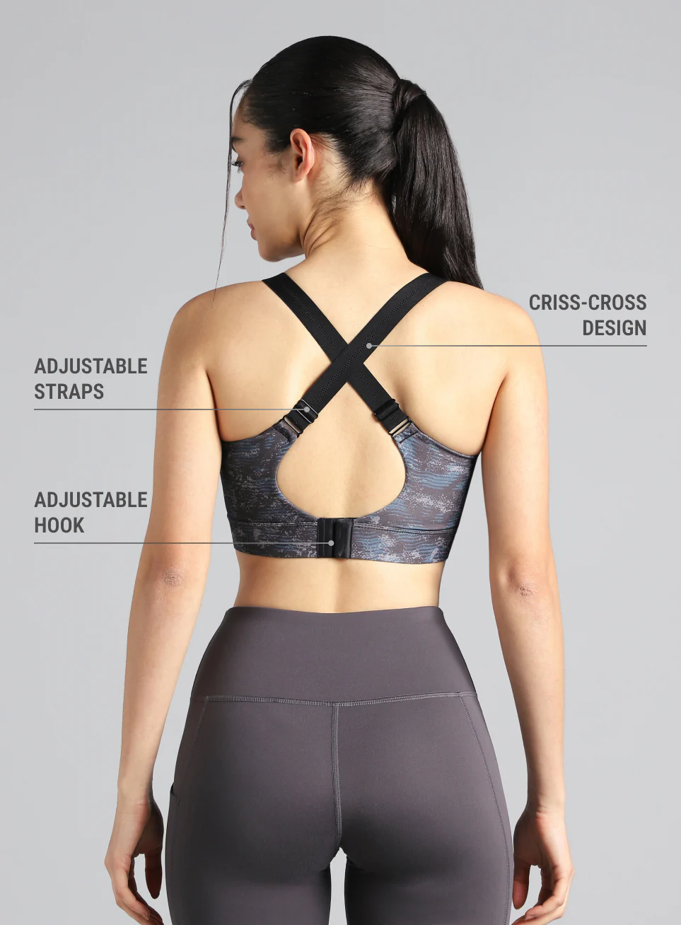 Women's Black Printed High Impact Training Bra - Image 6