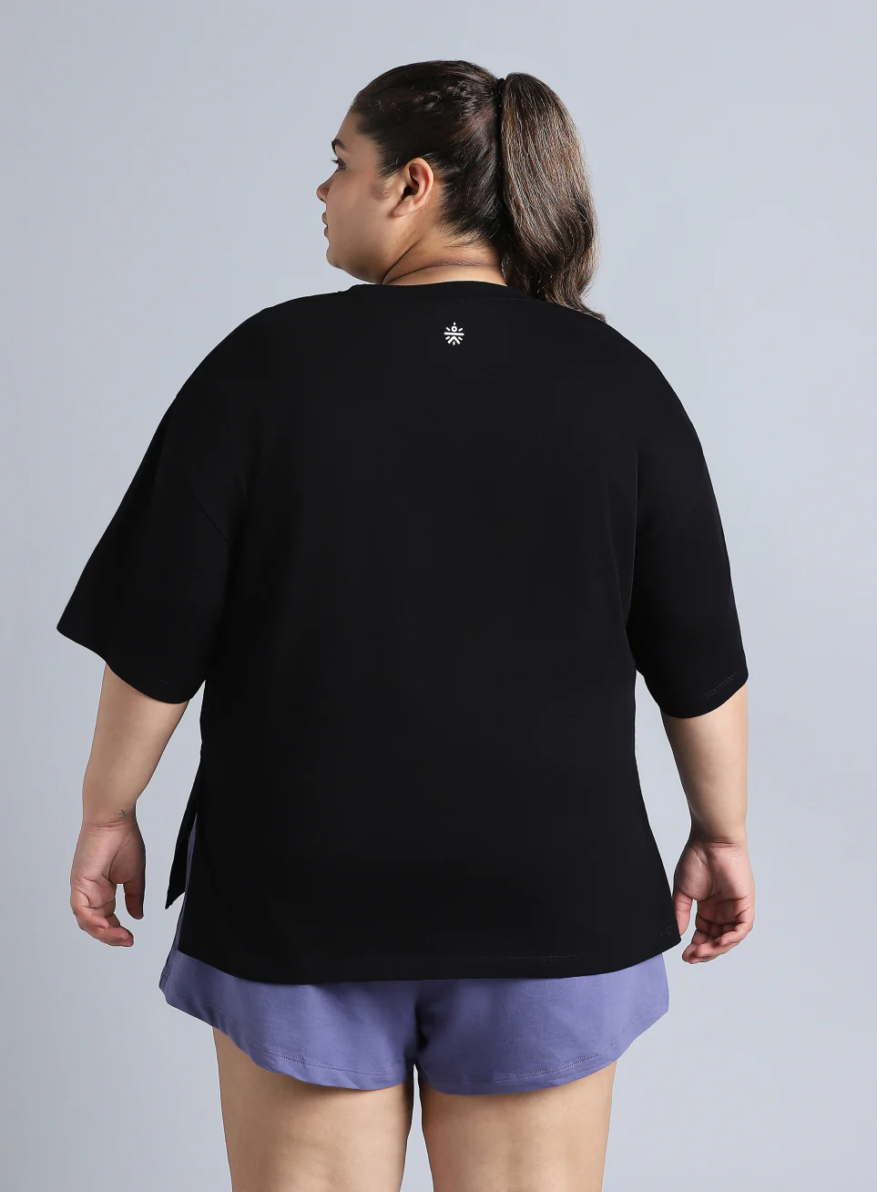 Women's Black Printed Oversized Fit Plus Size T-shirt - Image 6