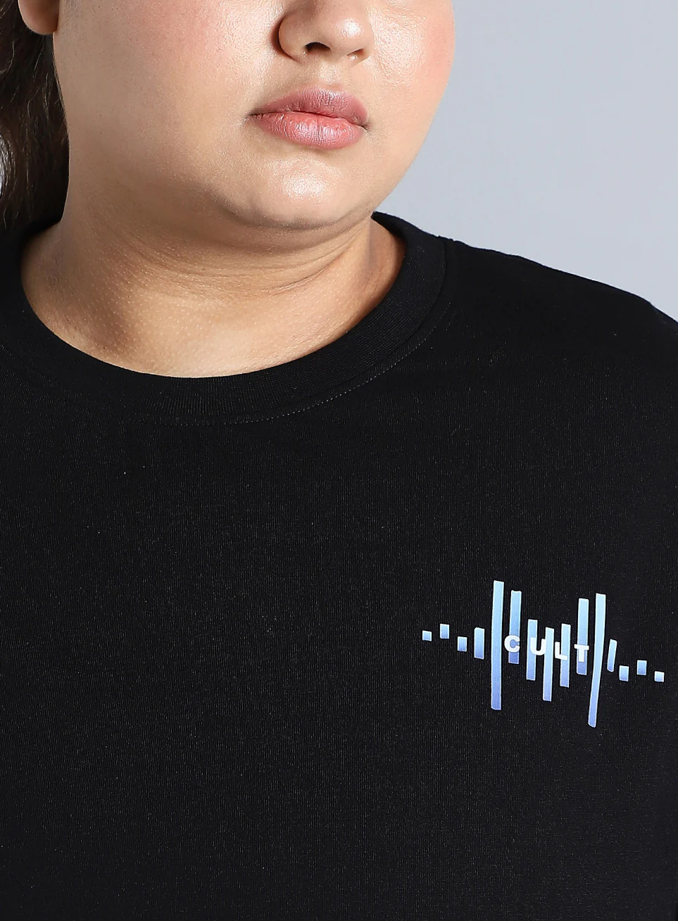 Women's Black Printed Oversized Fit Plus Size T-shirt - Image 7