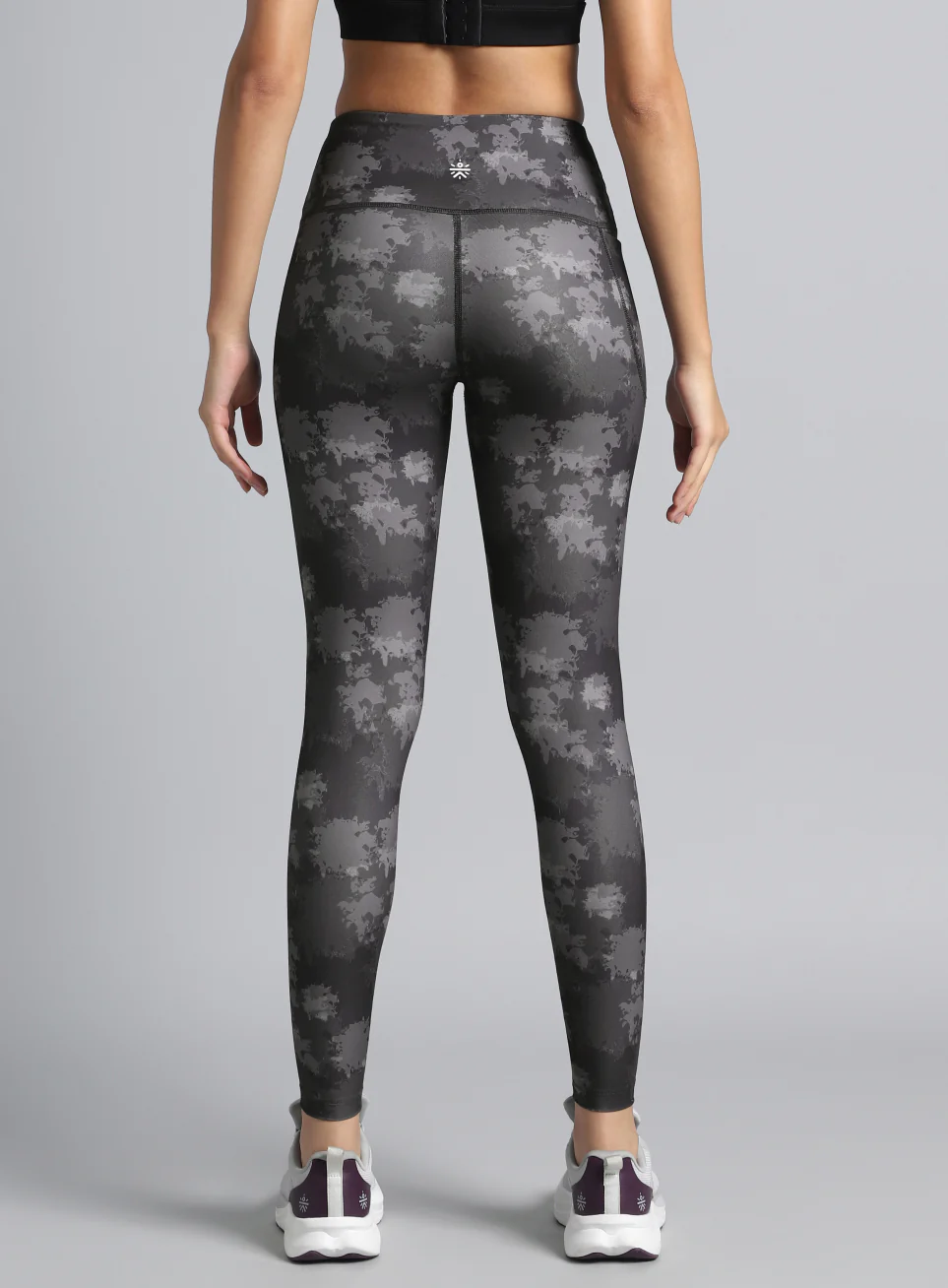 Women's Black Printed Performance Tights - Image 6