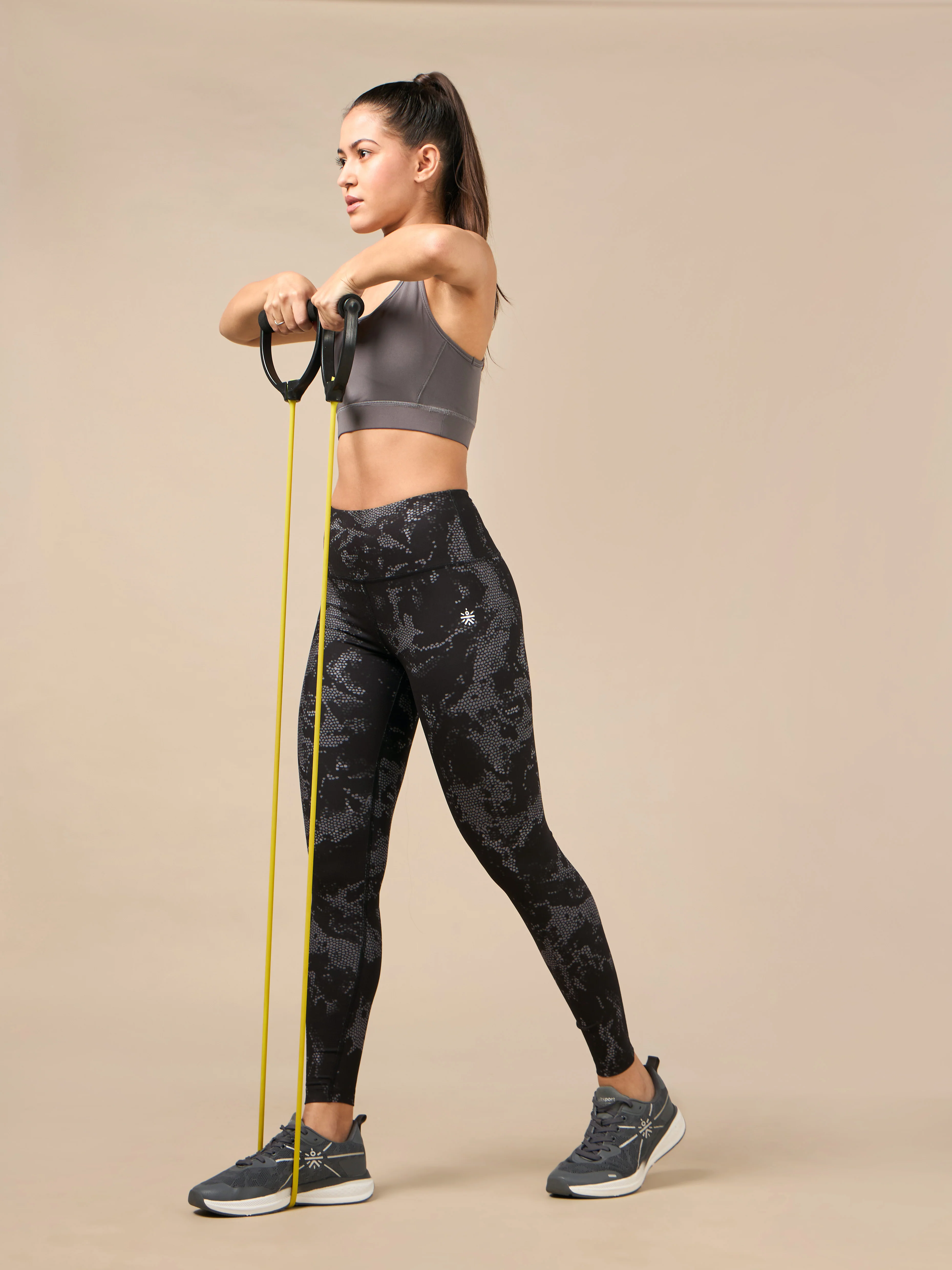 Women's Black Printed Train All Day COMFlex Tights - Image 2