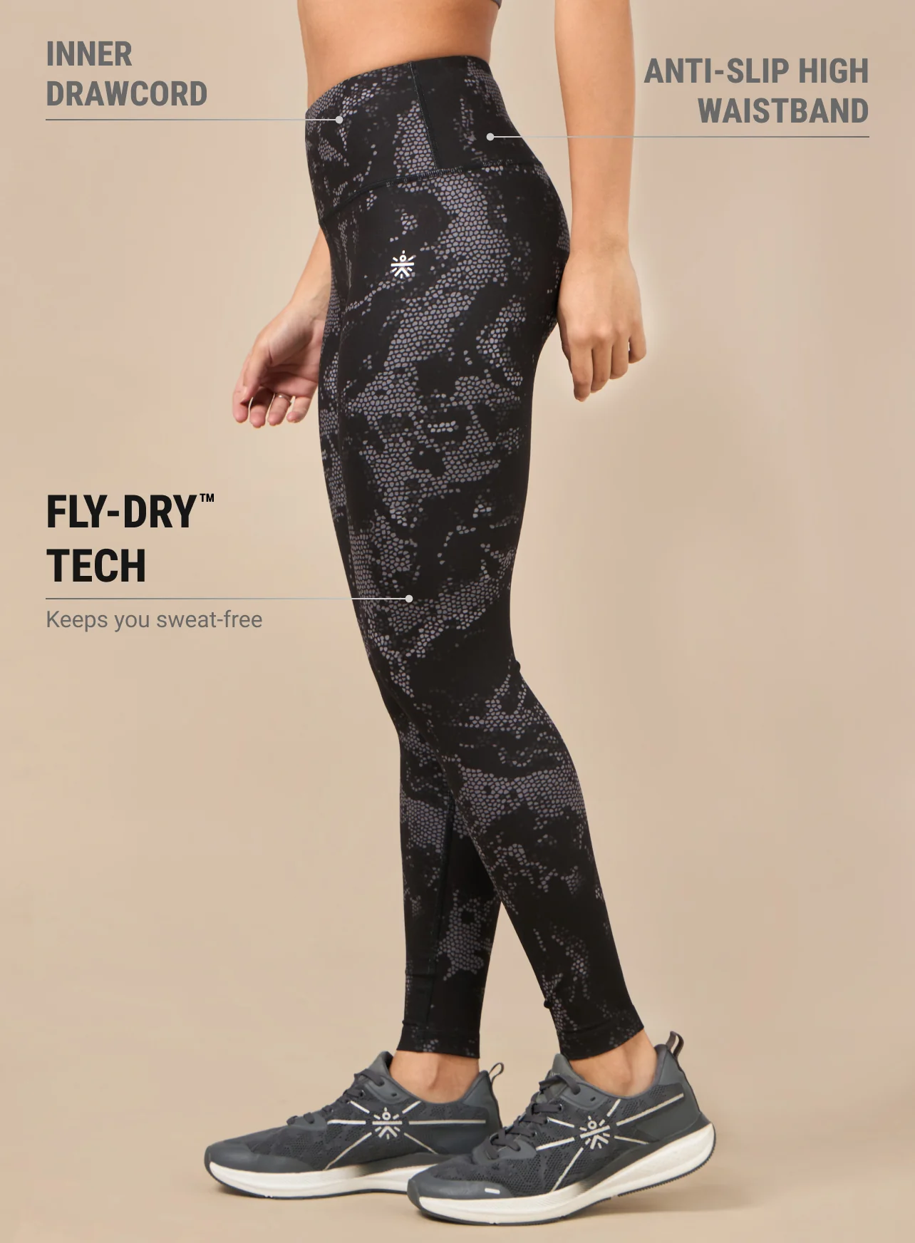 Women's Black Printed Train All Day COMFlex Tights - Image 5