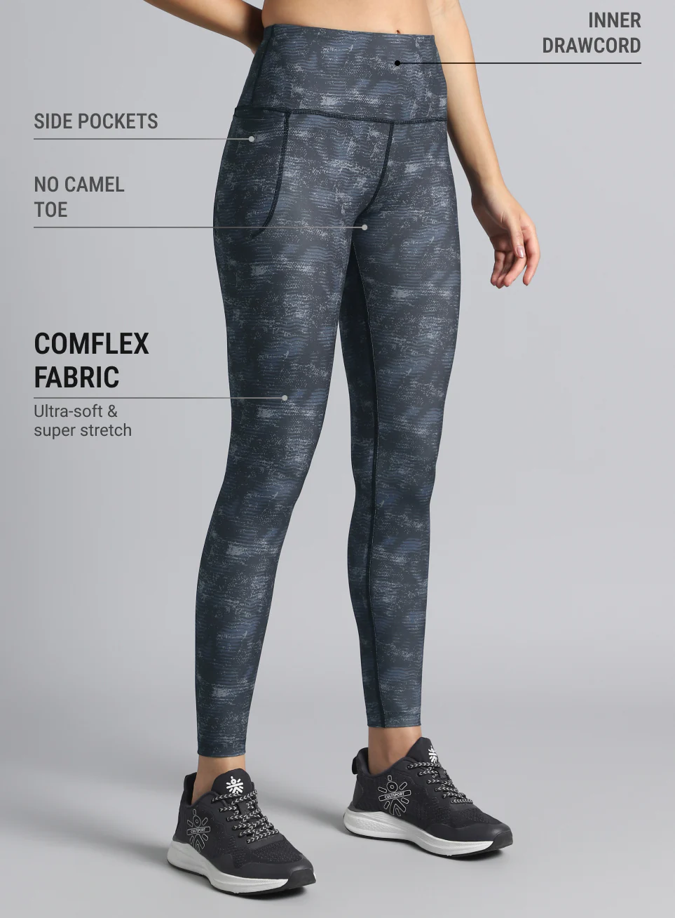 Women's Black Printed Train All Day COMFlex Tights - Image 5