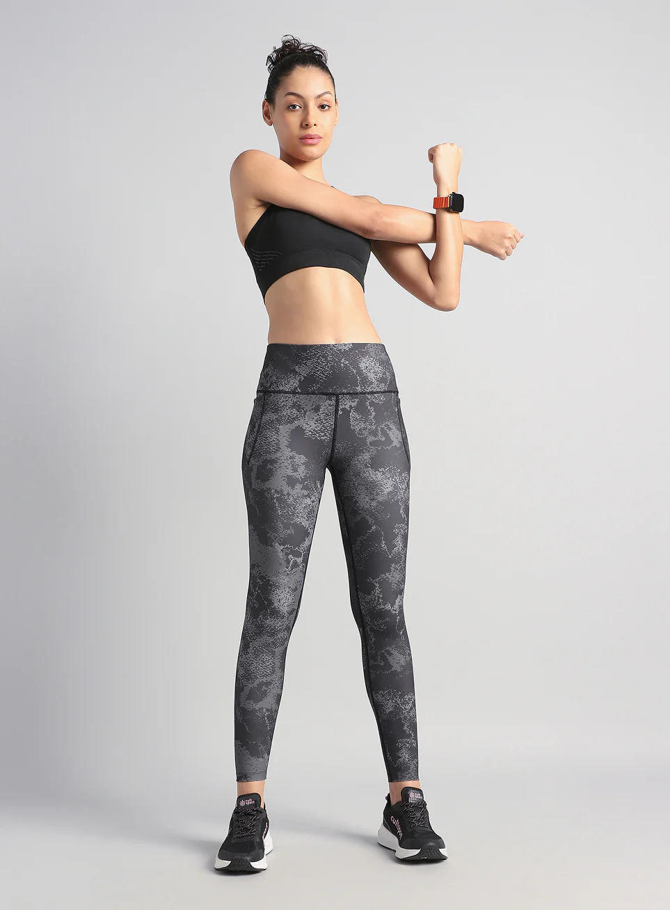 Women's Black Printed Train All Day COMFlex Tights - Image 2
