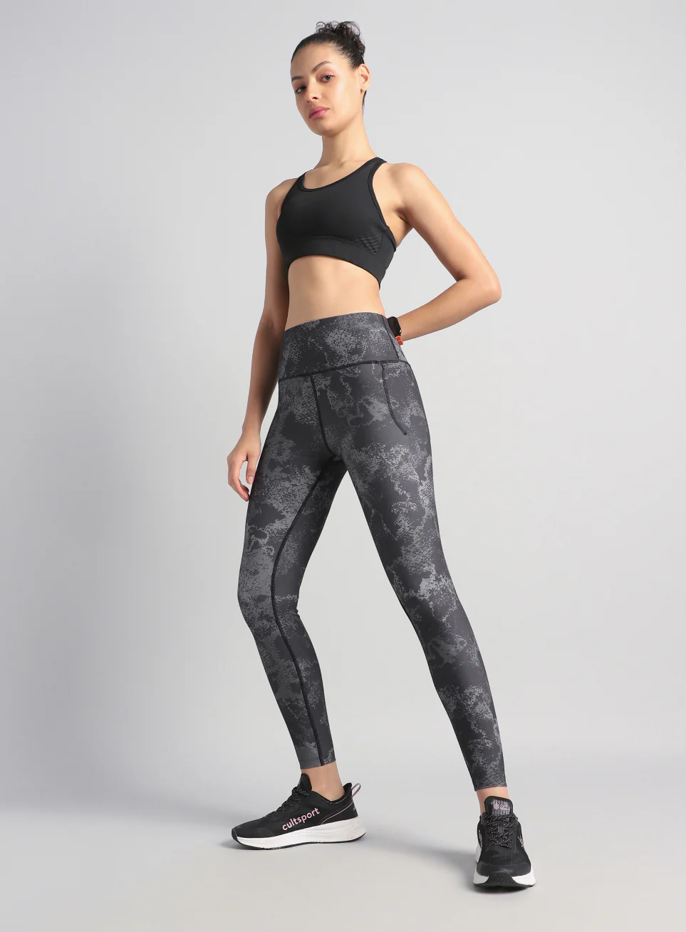 Women's Black Printed Train All Day COMFlex Tights - Image 3