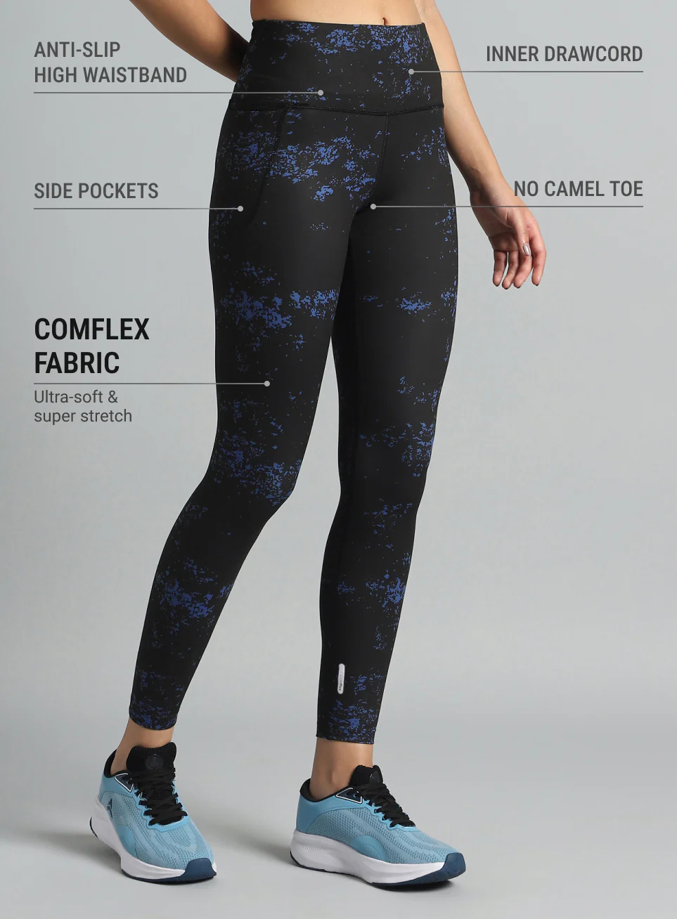 Women's Black Printed Train All Day COMFlex Tights - Image 5