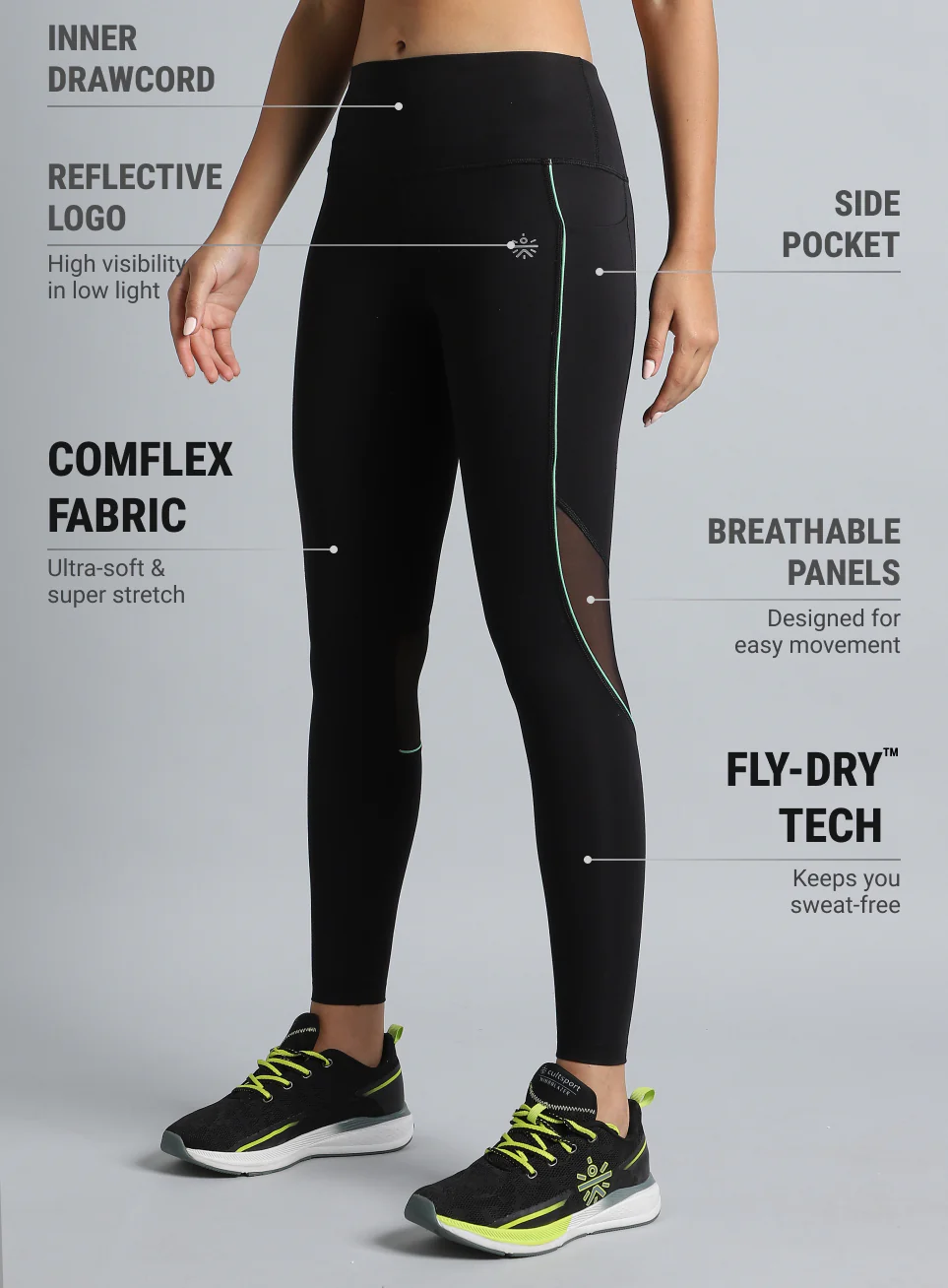 Women's Black Run All Day COMFlex Tights - Image 5