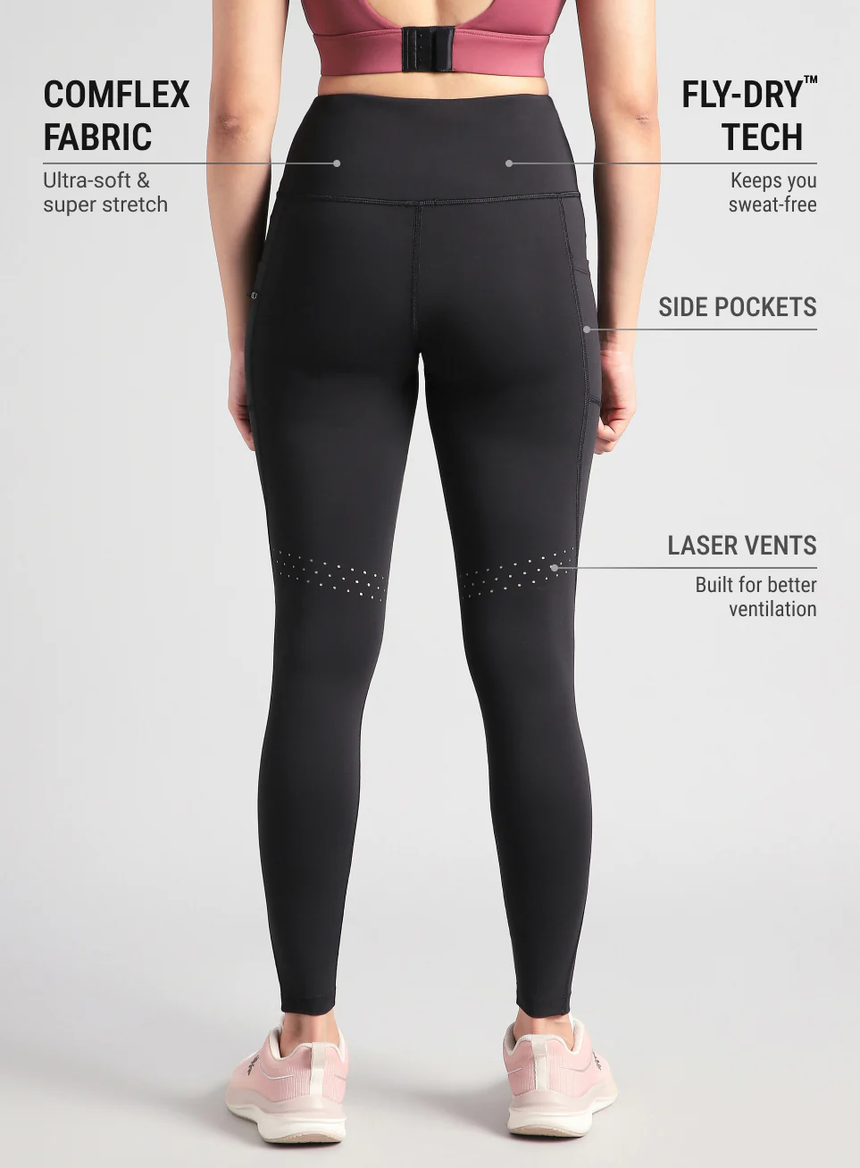 Women's Black Run Beyond COMFlex Tights - Image 6