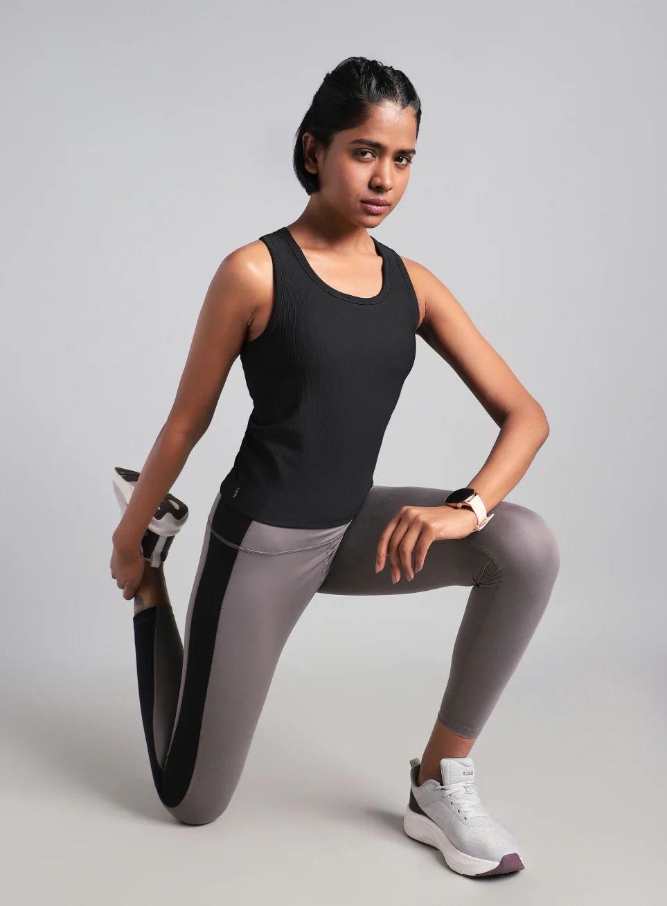 Women's Black Run Built-In Tank Sports Bra - Image 2