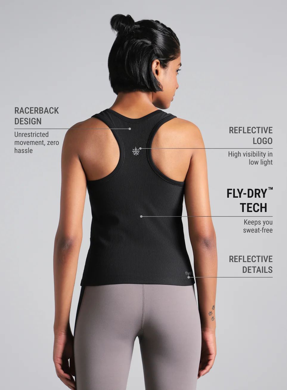Women's Black Run Built-In Tank Sports Bra - Image 6