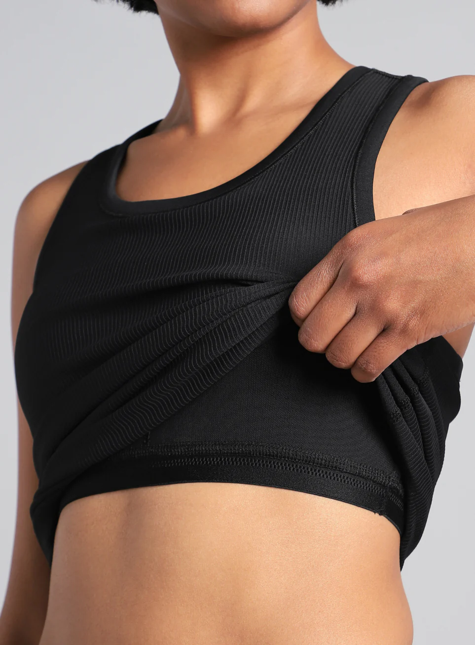 Women's Black Run Built-In Tank Sports Bra - Image 7
