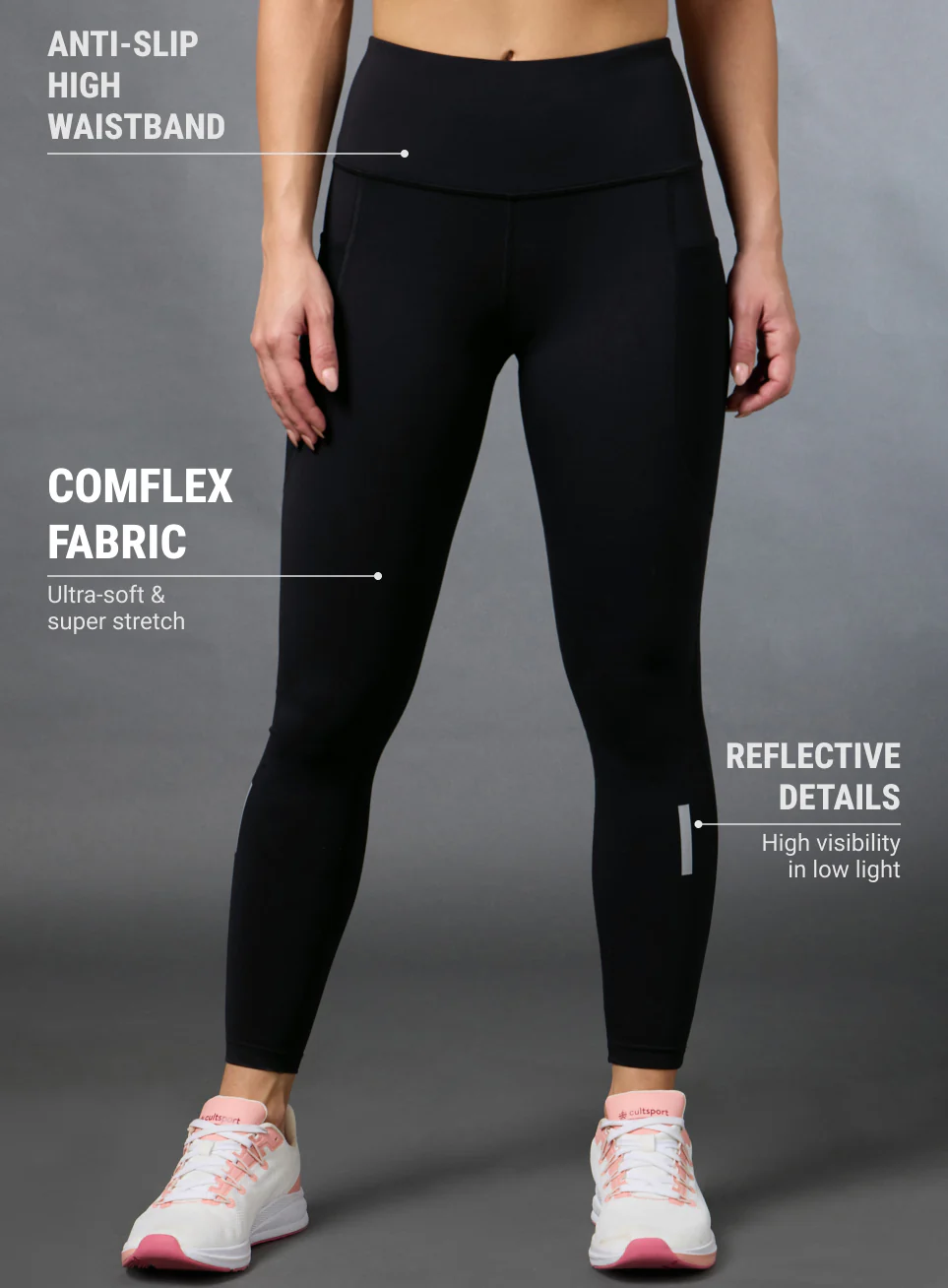 Women's Black Run Elevate COMFLex Tights - Image 4