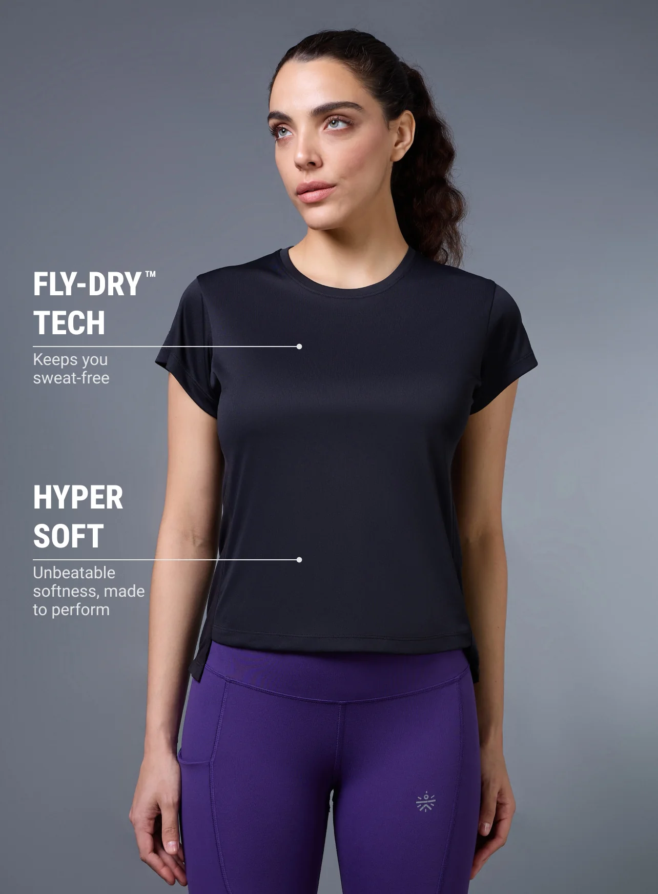Women's Black Run Elevate Cropped T-shirt - Image 4