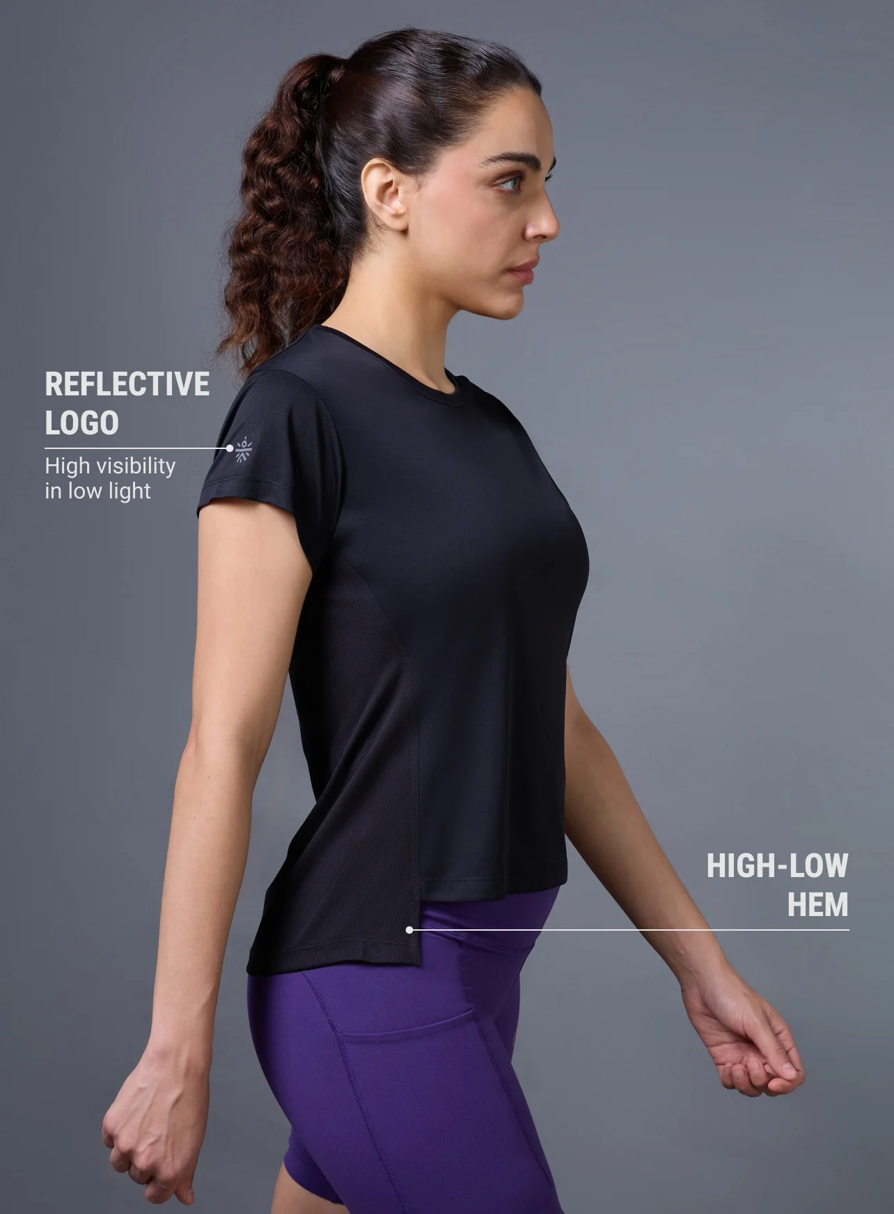 Women's Black Run Elevate Cropped T-shirt - Image 5
