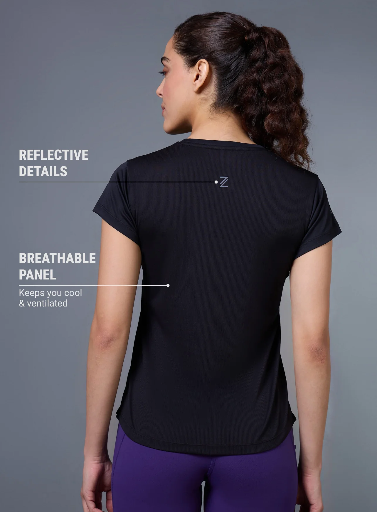 Women's Black Run Elevate Cropped T-shirt - Image 6