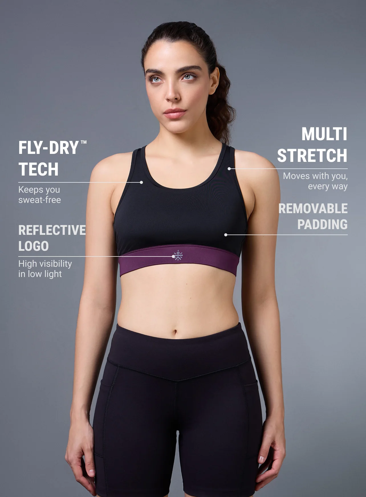 Women's Black Run Forward High Support Bra - Image 4