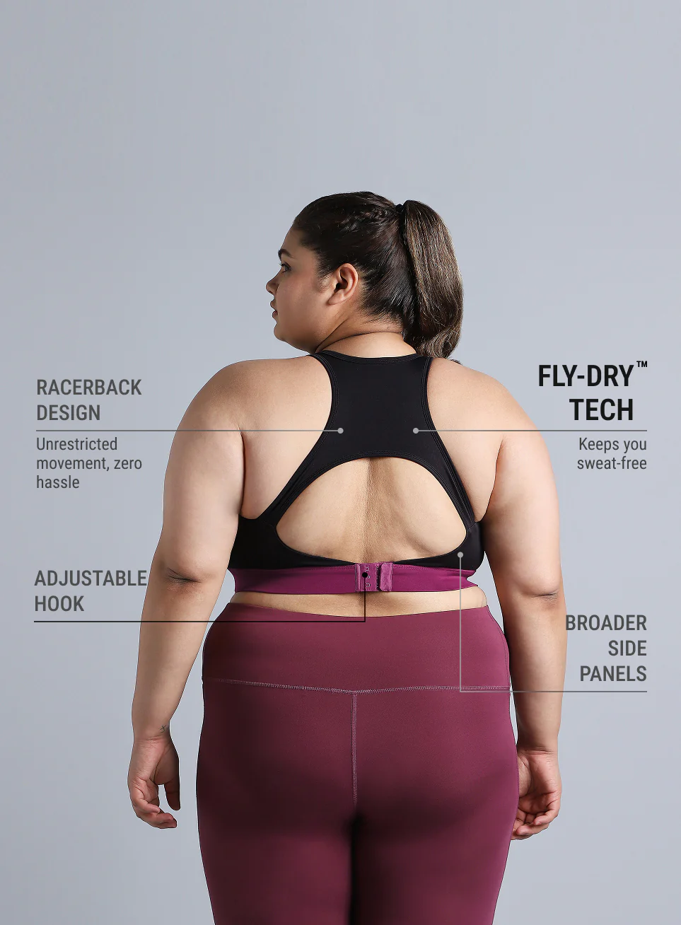 Women's Black Run Forward High Support Plus Size Bra - Image 6
