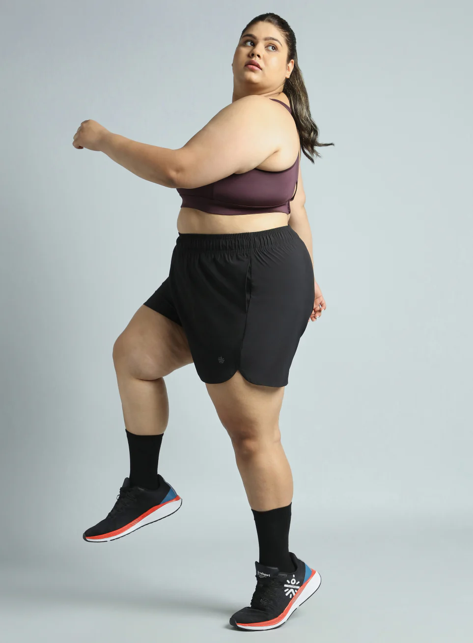 Women's Black Running Essential Plus Size Shorts - Image 2