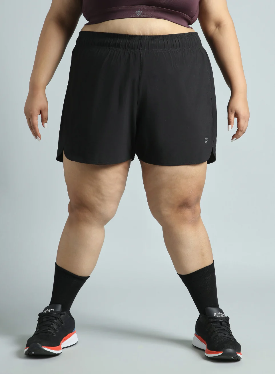 Women's Black Running Essential Plus Size Shorts - Image 4