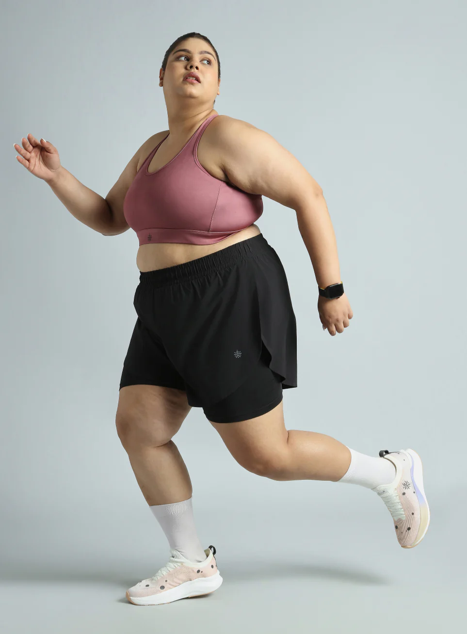 Women's Black Running Essential Plus Size Built in Shorts - Image 2