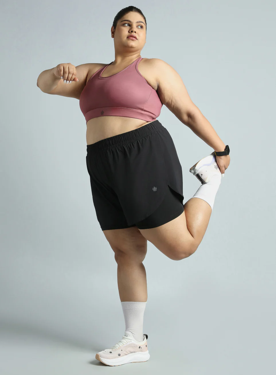 Women's Black Running Essential Plus Size Built in Shorts - Image 3
