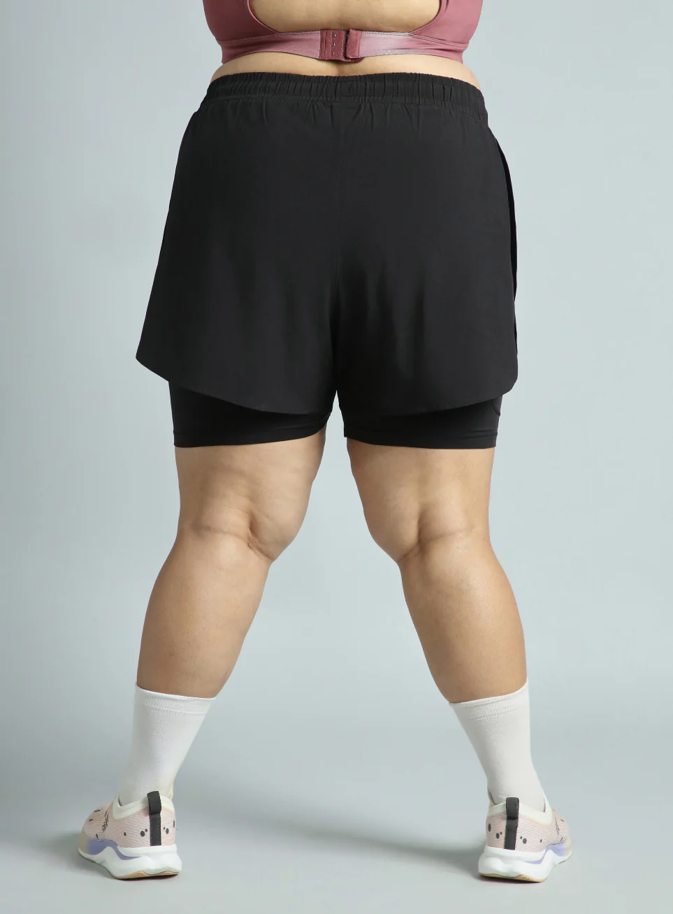 Women's Black Running Essential Plus Size Built in Shorts - Image 6