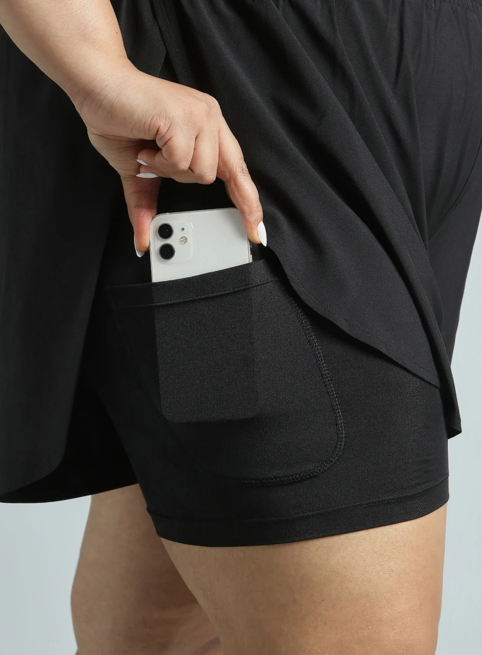 Women's Black Running Essential Plus Size Built in Shorts - Image 7