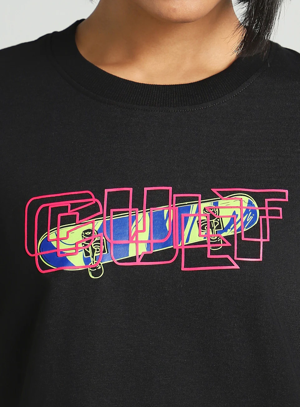 Women's Black Skate Graphic Oversized Fit T-shirt - Image 7
