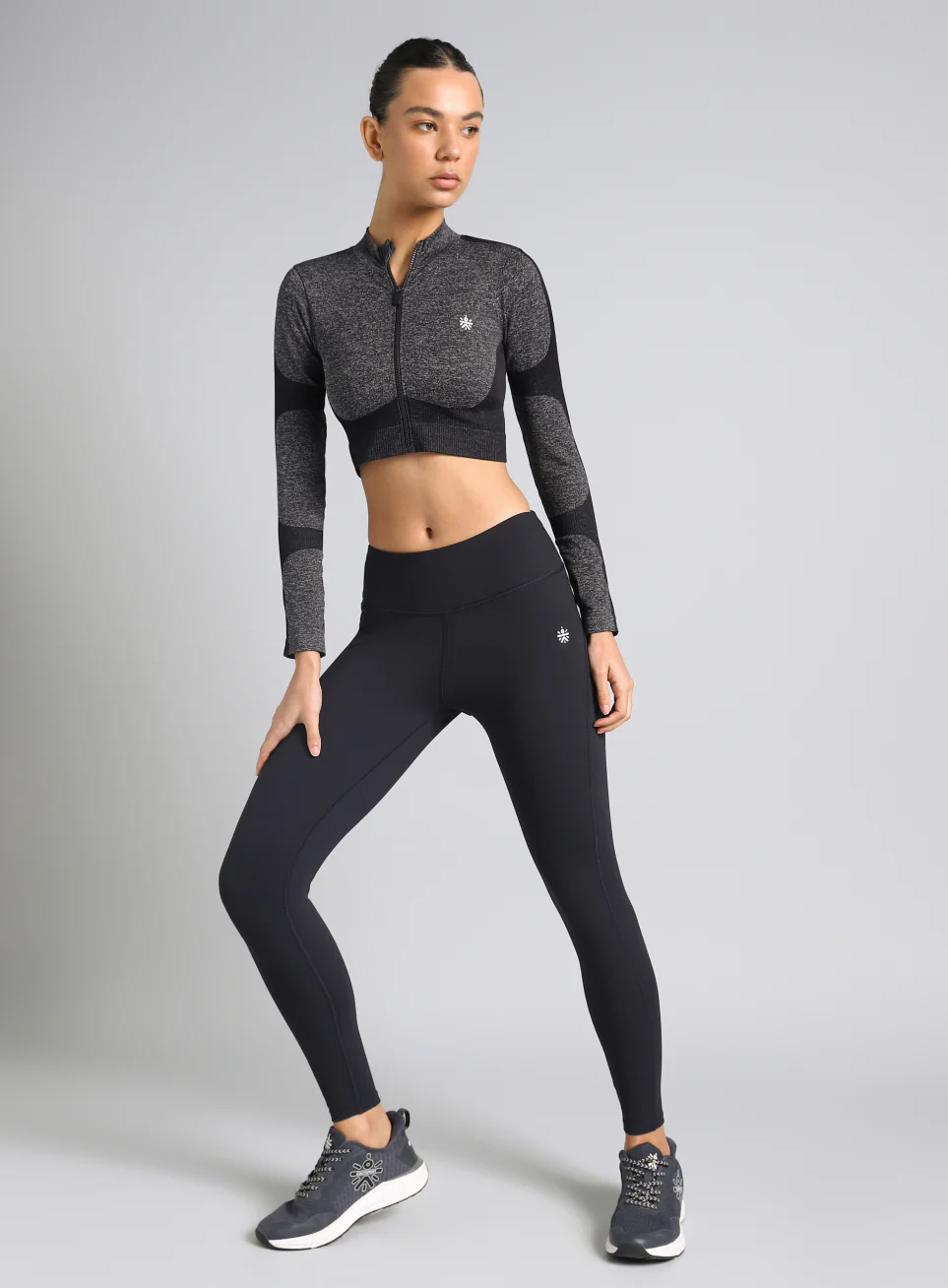 Women's Black Snug Fit Seamless Jacket - Image 2