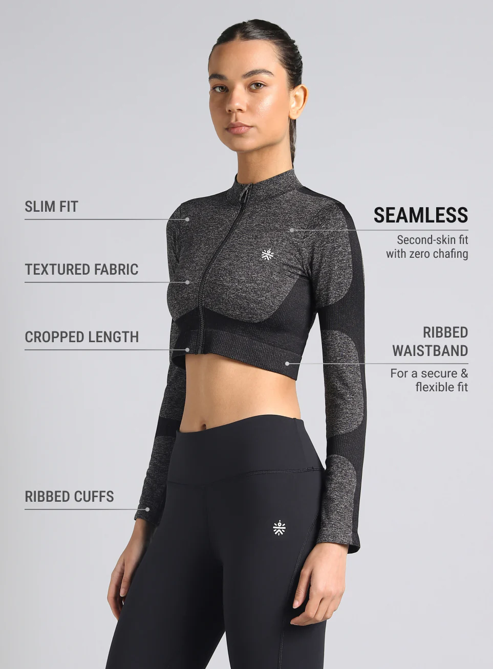 Women's Black Snug Fit Seamless Jacket - Image 5