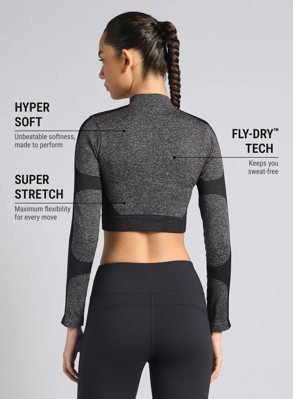 Women's Black Snug Fit Seamless Jacket - Image 6