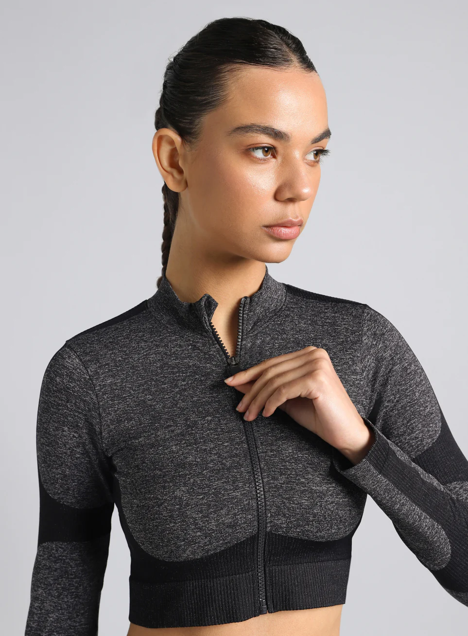 Women's Black Snug Fit Seamless Jacket - Image 8