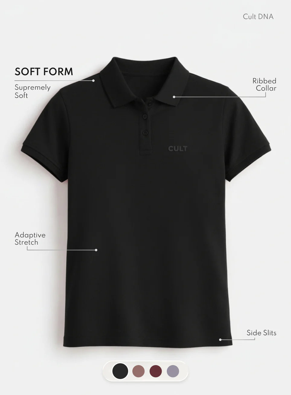 Women's Black Soft Form Classic Polo T-shirt - Image 4