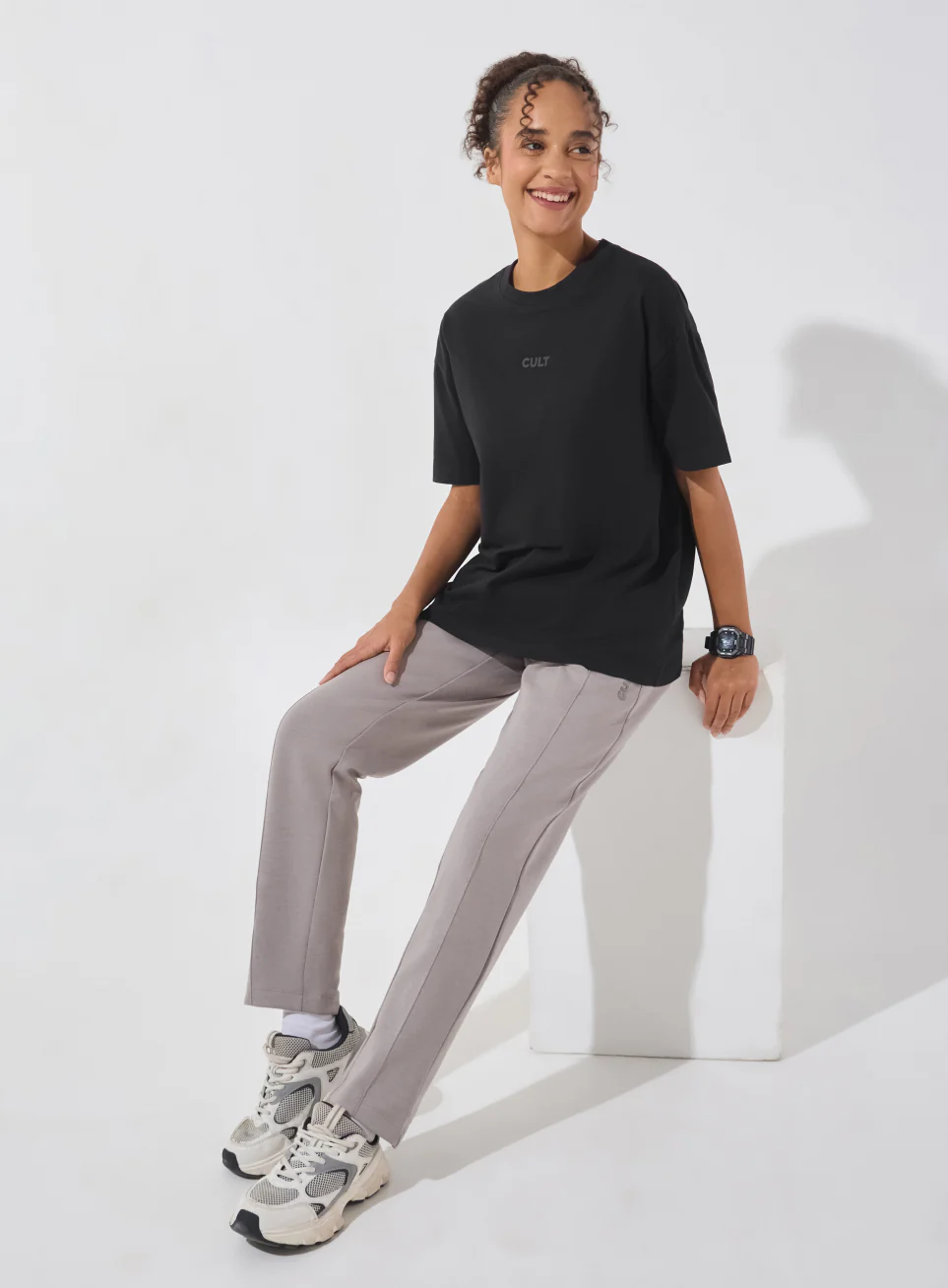 Women's Black Soft Form Comfort Oversized T-shirt - Image 2