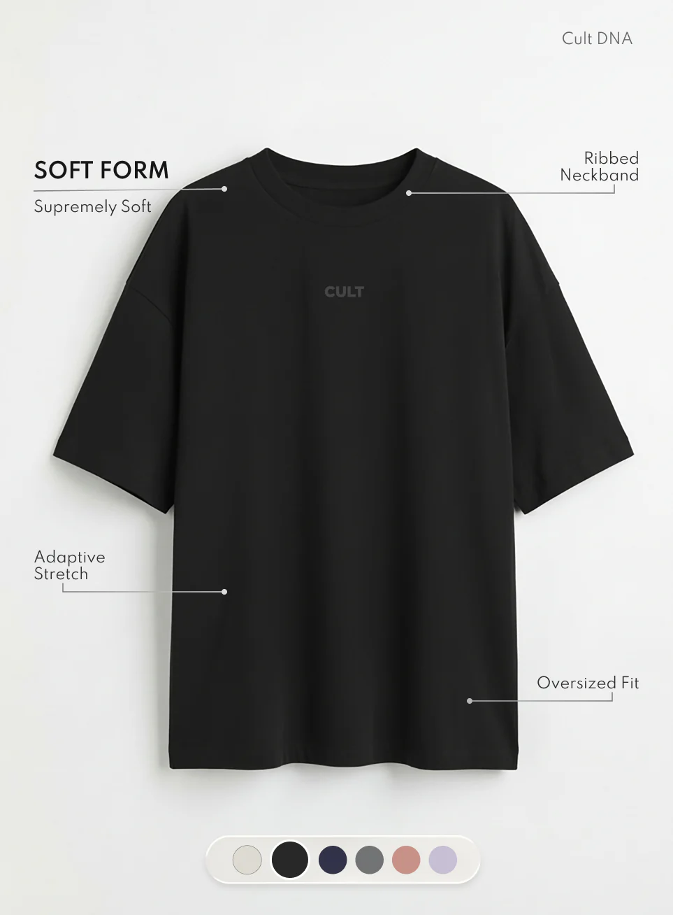 Women's Black Soft Form Comfort Oversized T-shirt - Image 4