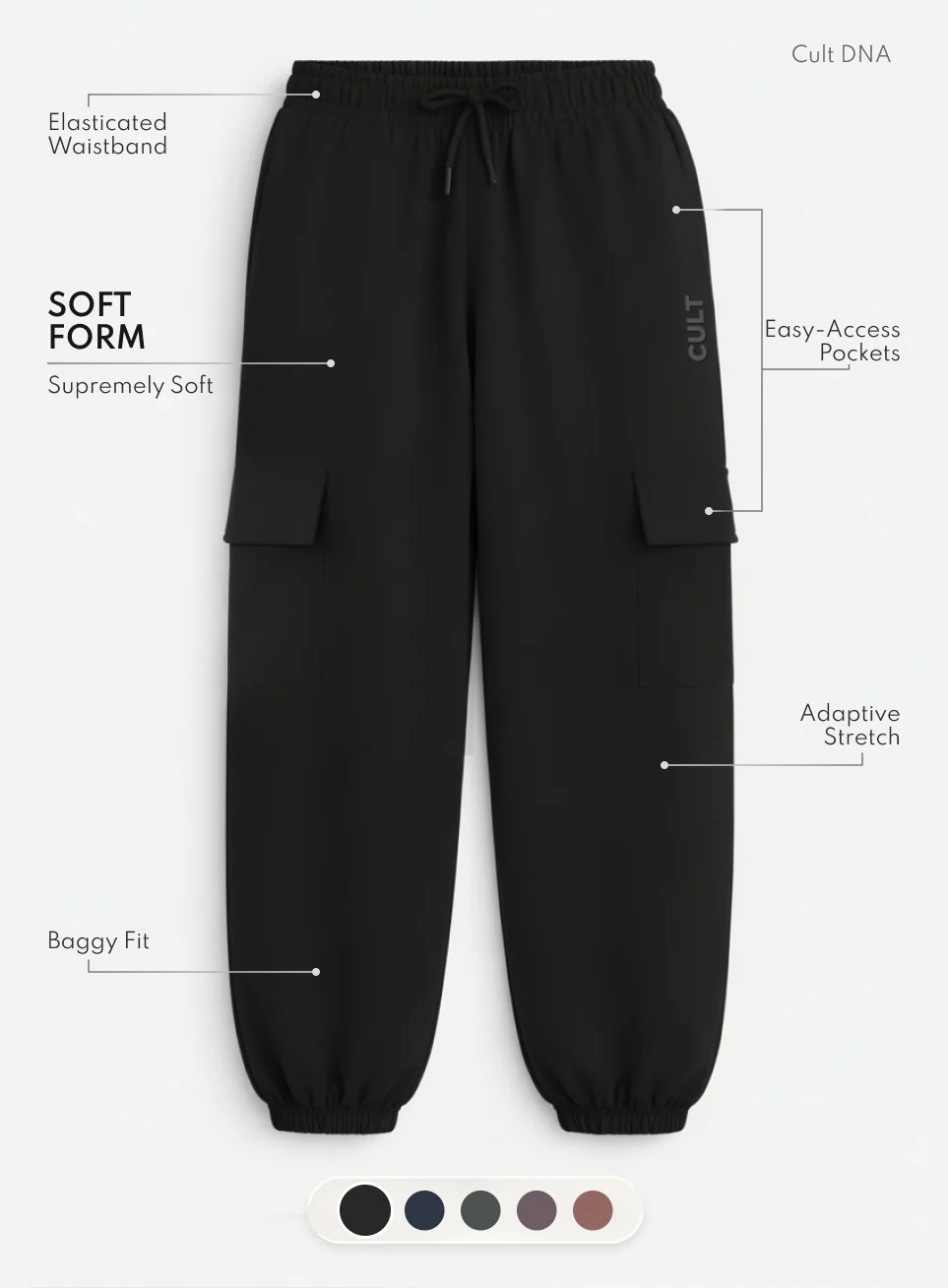 Women's Black Soft Form Loose Fit Joggers - Image 4