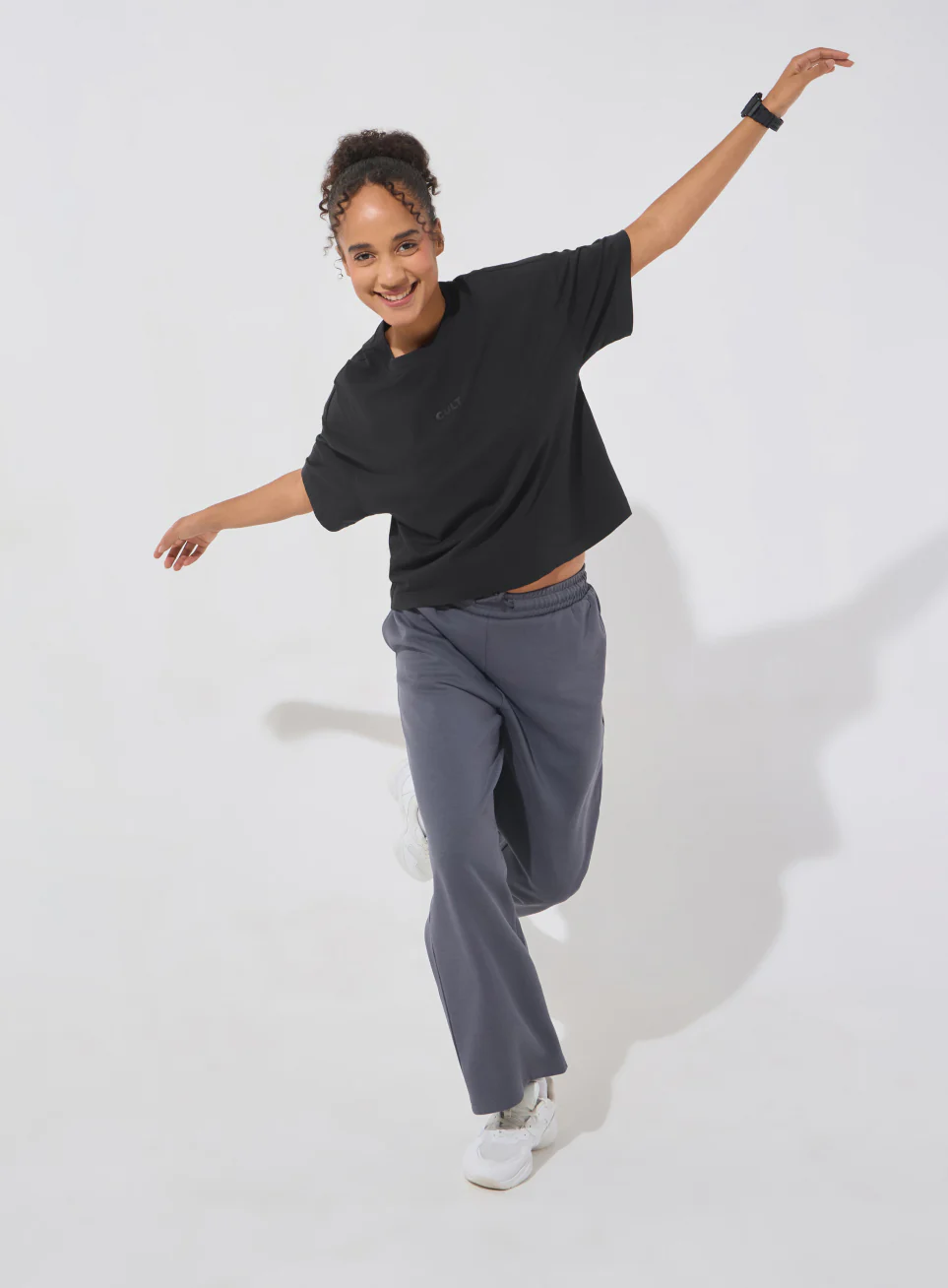 Women's Black Soft Form Mid Boxy T-shirt - Image 2