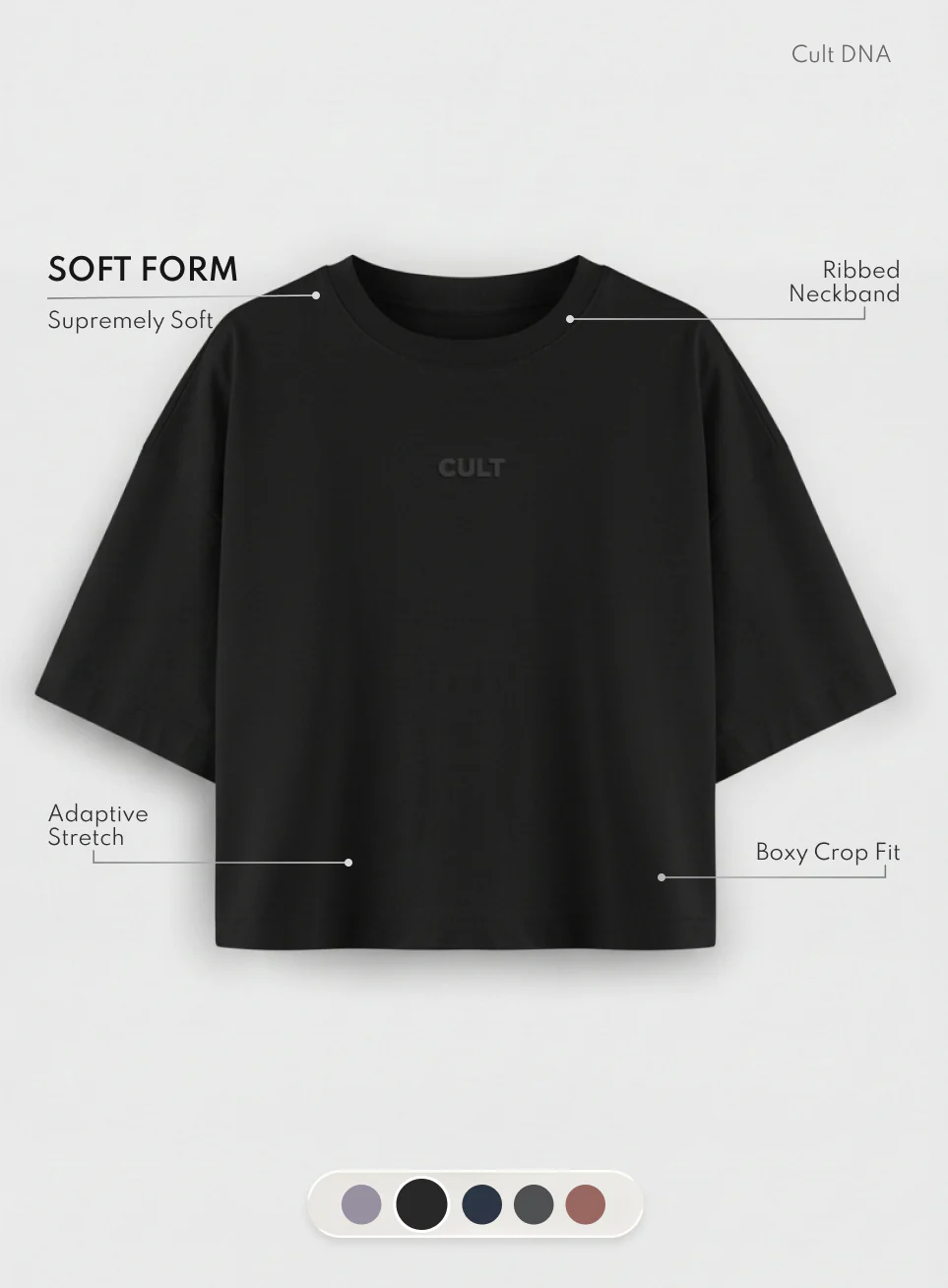 Women's Black Soft Form Mid Boxy T-shirt - Image 4