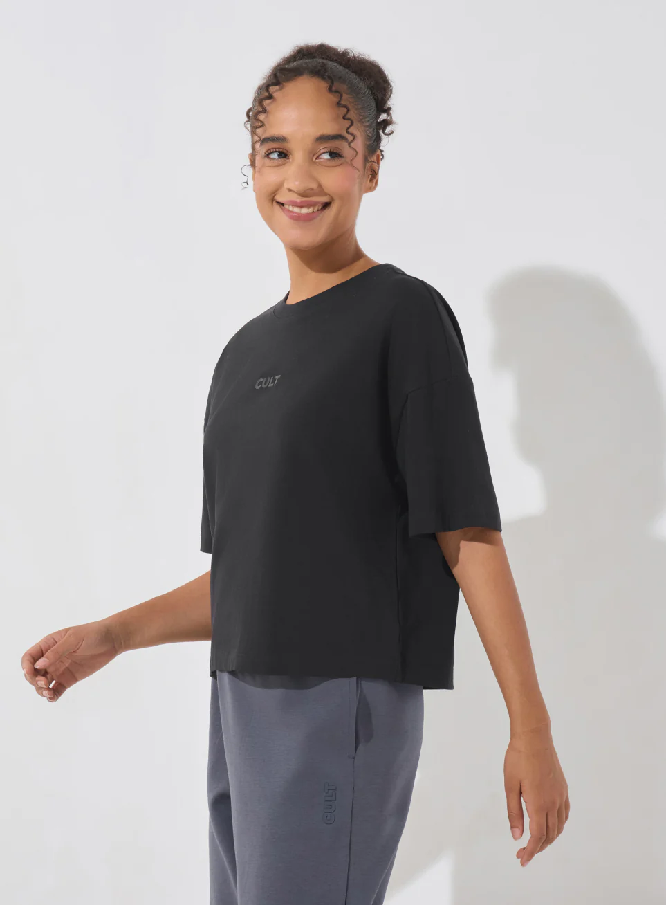 Women's Black Soft Form Mid Boxy T-shirt - Image 5