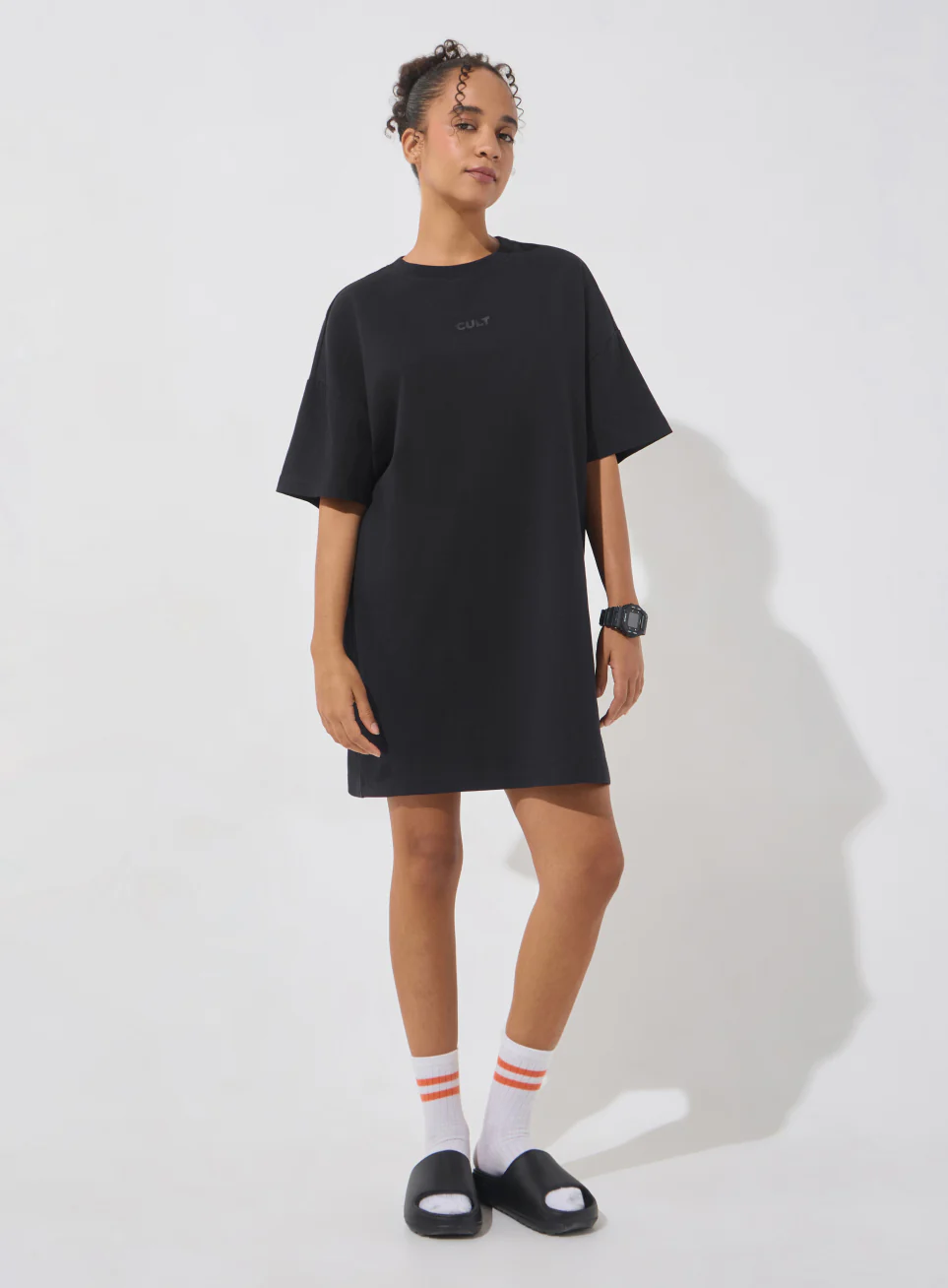 Women's Black Soft Form Oversized T-shirt Dress - Image 2