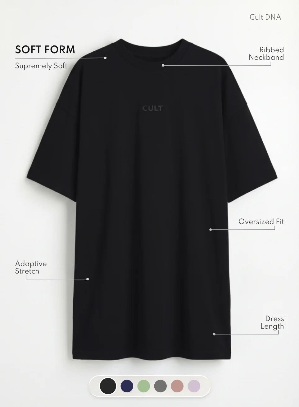 Women's Black Soft Form Oversized T-shirt Dress - Image 4