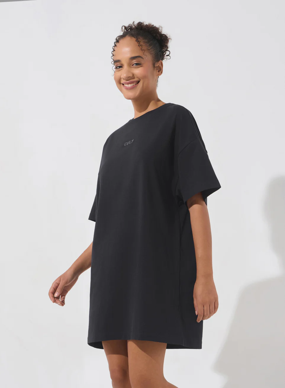 Women's Black Soft Form Oversized T-shirt Dress - Image 5