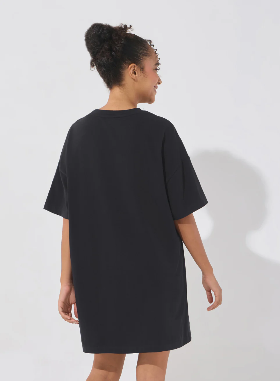 Women's Black Soft Form Oversized T-shirt Dress - Image 6