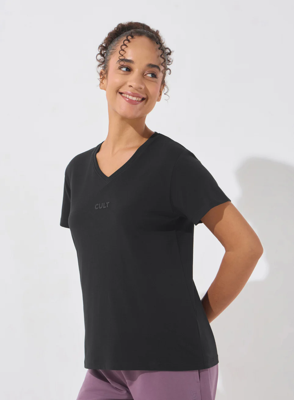 Women's Black Soft Form V-Neck T-shirt - Image 5