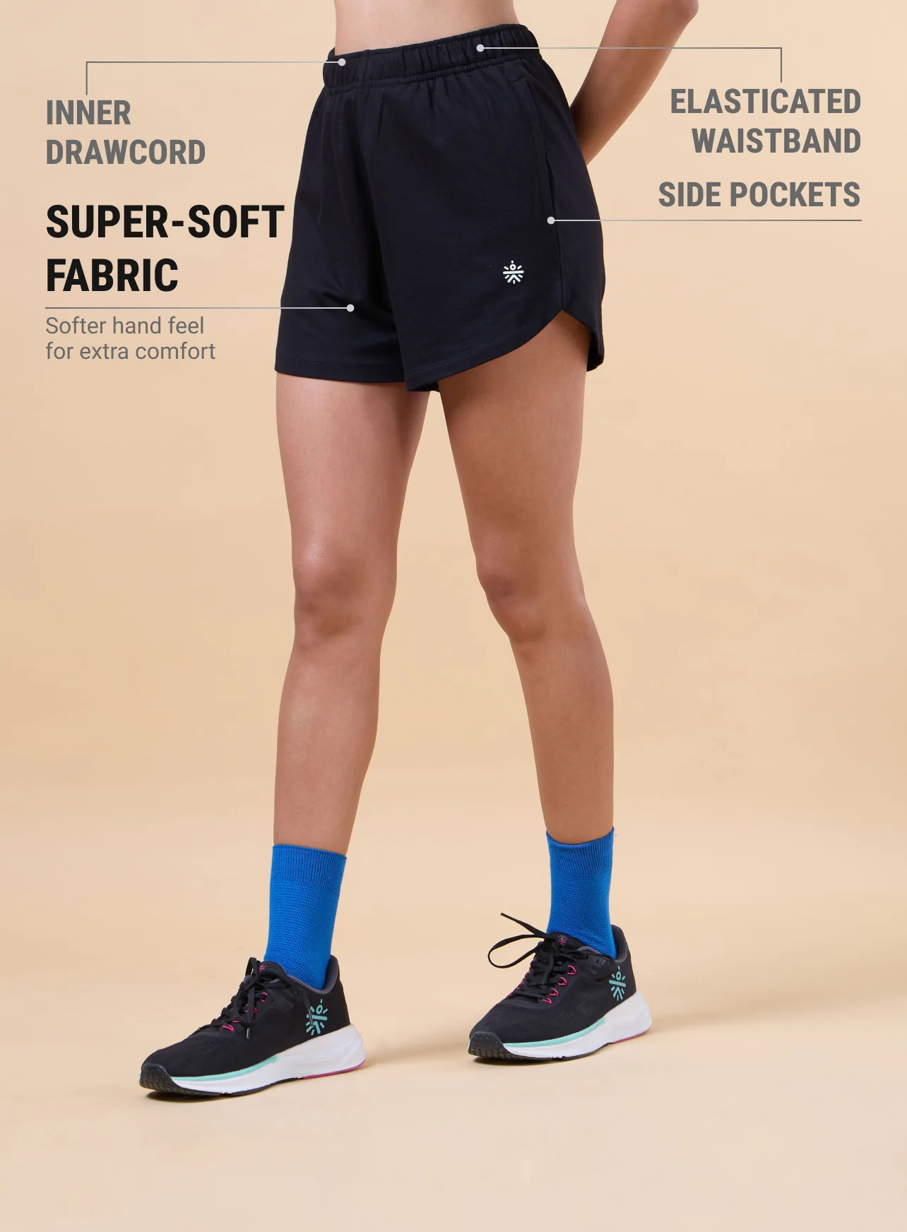 Women's Black Sports Club Shorts - Image 5
